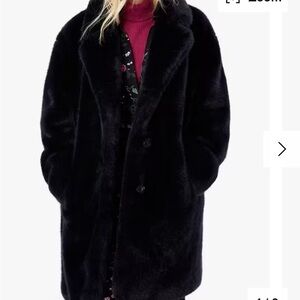Joules Abbotsford Luxurious Black Faux Fur Coat - Women brand new